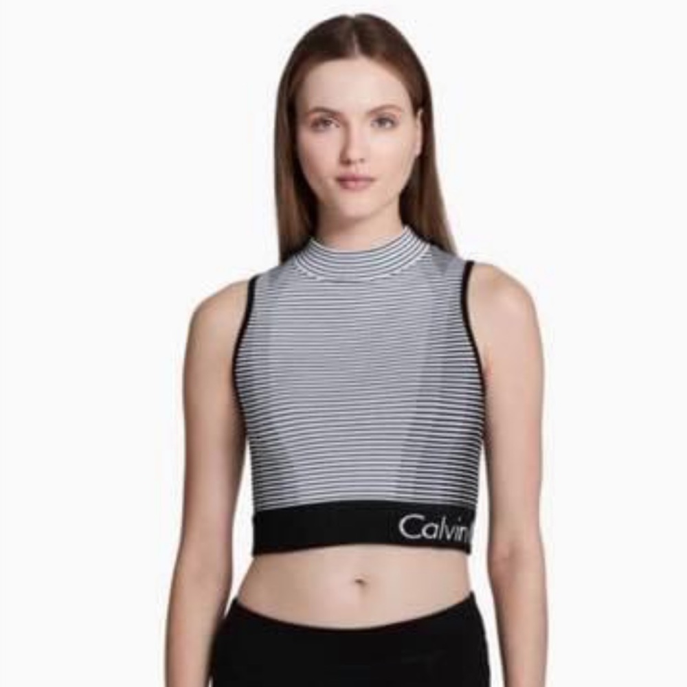Calvin Klein Performance Mock Neck Crop Top